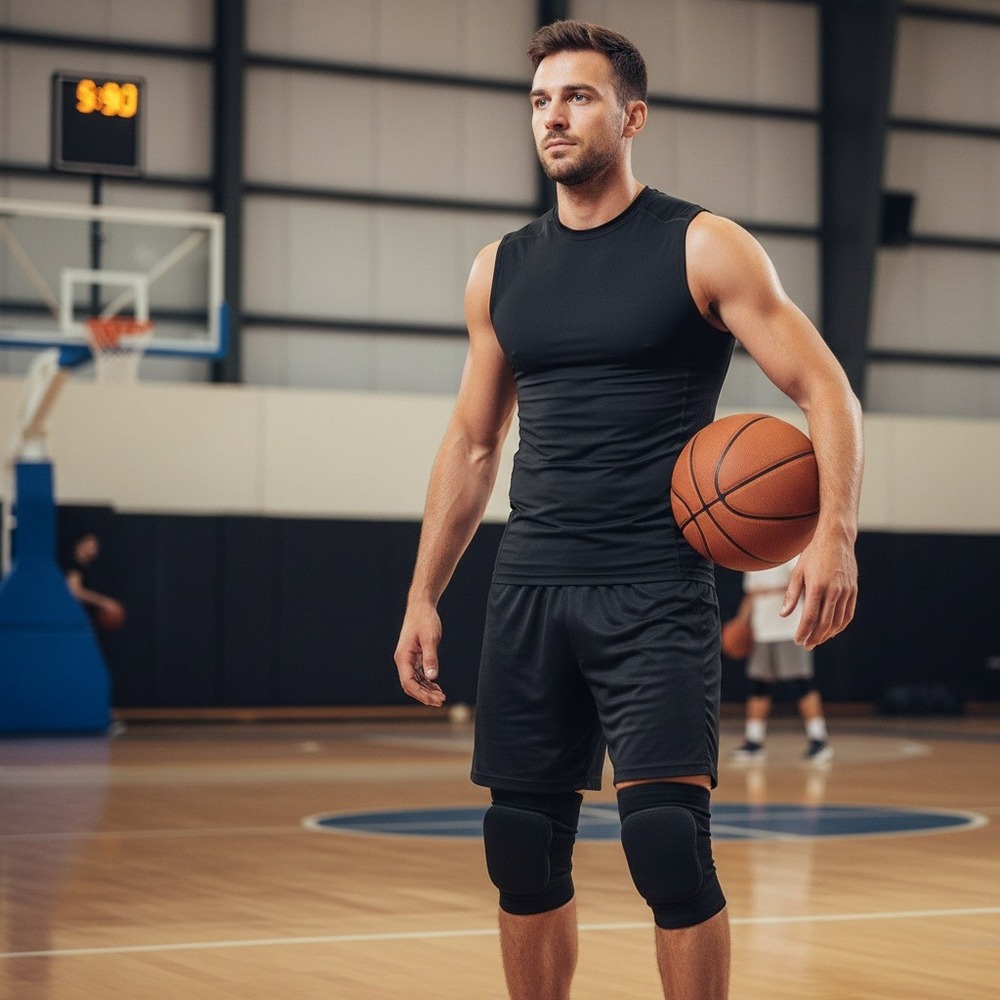 Unbranded Black Padded Sports Knee Sleeves 9.5 in x 5.5 in
